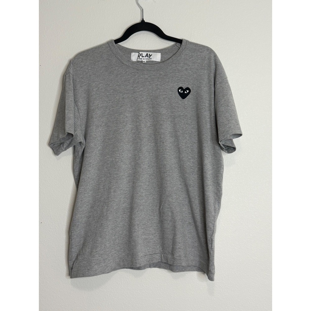Comme des Garçons PLAY Gray Short Sleeve Tee with Black Heart Logo